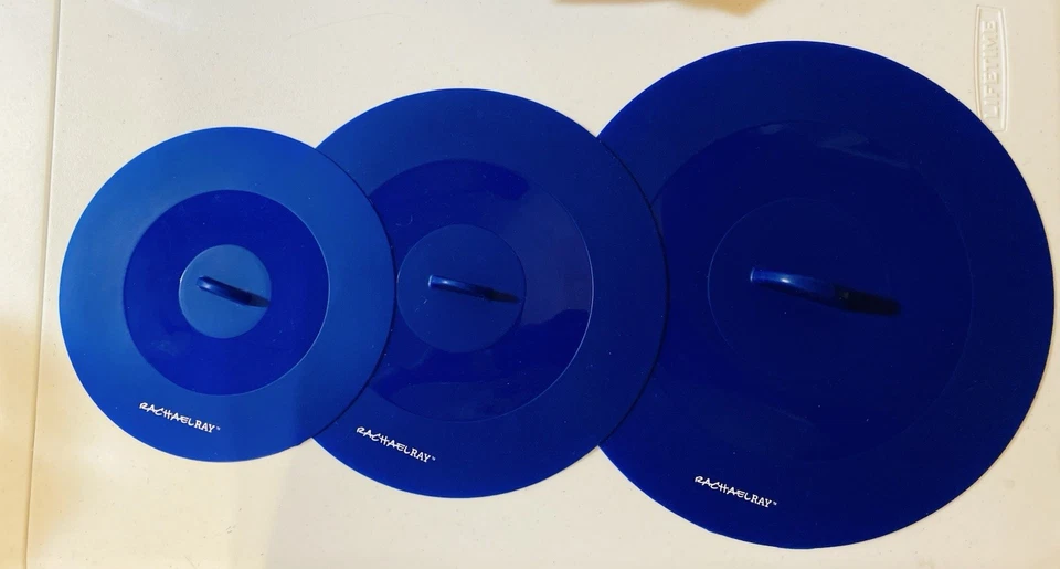 Rachael Ray Top This -3 tapas de succión de silicona aptas para microondas azules Foto 1 de 1