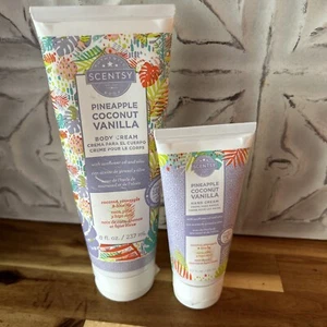 Scentsy Set Of 2 Pineapple Coconut Vanilla Hand Cream 2.7 Oz & Body Cream 8 Oz. - Picture 1 of 2