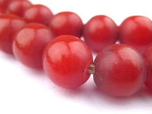 Cranberry Round Amber Resin Beads 12mm Kenya African Red Large Hole Handmade - Picture 1 of 1