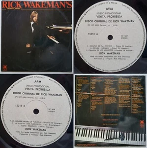 RICK WAKEMAN CRIMINAL RECORD 1977 PROMO WL SPANISH TITLES MEGARARE CHILEAN PRESS - Picture 1 of 23