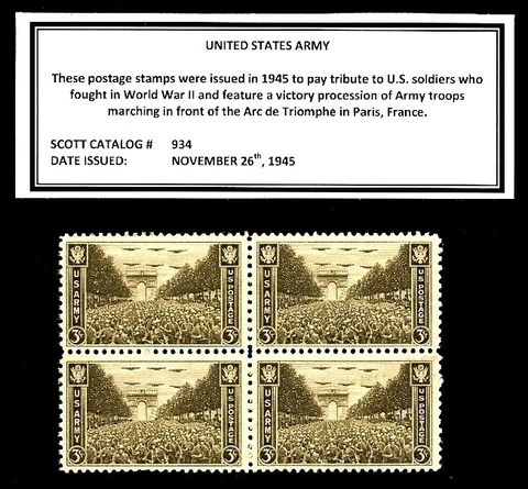 1945 - UNITED STATES ARMY - Vintage Mint -MNH- Block of Four Postage Stamps Cover