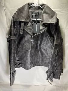 Maniere De Voir Faux Leather /Vegan Leather Biker Jacket Black Womens Size 8 - Picture 1 of 18
