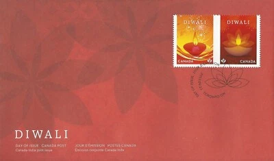 🍁Canada   #3025 & 3024   "DIWALI"      Brand New  2017  First Day Cover - Image 1 of 2