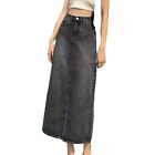 Long Skirt Vintage Wear-Resistant Y2k A-Line Durable High Waisted Knee Length