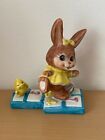 Vintage Russ Berries Ceramic Figure Bunny & Chick Playing Hopscotch #1064