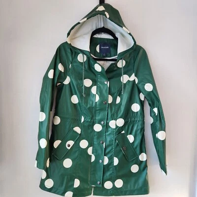 Modcloth Green Polka Dot Raincoat Hooded Jacket Lightweight Women's S - Image 1 of 4