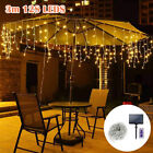 Outdoor Solar 128/256 Led Hanging Icicle Curtain Lights 8 Modes Remote Control