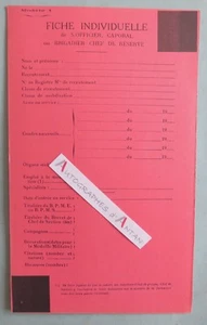 ● Sous officier caporal ou brigadier chef fiche vierge vieux papier militaire - Picture 1 of 3