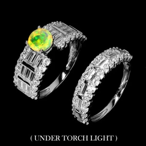 925 Sterling Silver Ring Round Fire Opal 6mm Simulated Cz Gemstone Jewelry Size - Picture 1 of 14