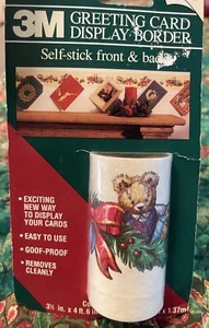 Vintage Post-it Greeting Christmas Card Display Border Teddy Bear Garland Design - Picture 1 of 13