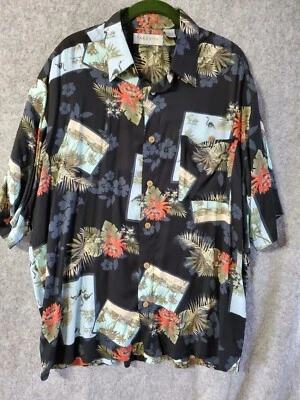 Paradise By Axis Button Shirt Mens Lg Multicolor Floral Hawaiian Collared #485 - Image 1 of 4