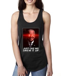Dark Brandon Just Like We Drew It Up Political Ladies Racerback Tank Top - Picture 1 of 8