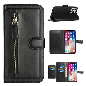 For iPhone 14 PRO MAX Case MultiCard Holder Zipper Wallet with Magnetic Flap - Zdjęcie 1 z 12