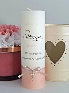 Personalised Christening/Baptism/Naming Day/First Communion Candle - Picture 1 of 2