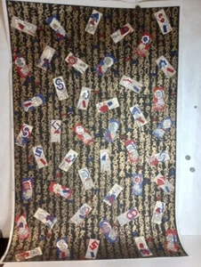 Modern style vin Japanese wood block print in black and Gold Kanji - Picture 1 of 7