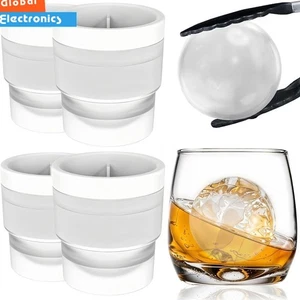 4X Large Ice Ball Maker Cube Tray Big Silicone Mold Sphere Whiskey Round Mould - Picture 1 of 14