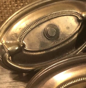 Oval Hepplewhite Brass Pulls drop bail set 2 Vintage - Picture 1 of 2