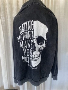 Beautiful Disaster Hoodie Unisex Size 1X Black Skull Faded Distressed Look - Picture 1 of 11