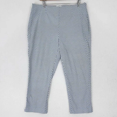 Chicos Pants Womens 2.5 Blue White 14 Geometric Capri Side Zip So Slimming - Image 1 of 4