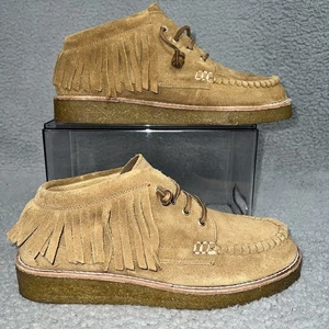 Sperry x Rebecca Minkoff Boots Women's Sz 10 Tan Fringe Moccasin Chukka Shoes - Picture 1 of 8