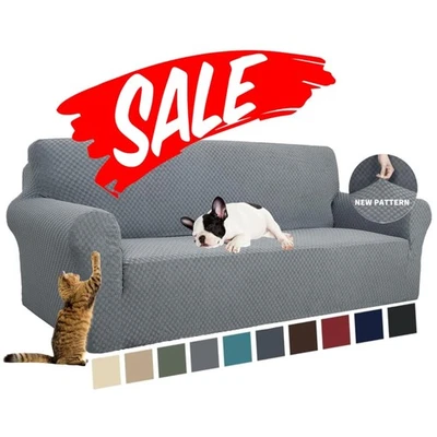 Funda de sofá mágica duradera de alto elasticidad para sofá de 3 cojines - estilo gris claro Foto 1 de 4