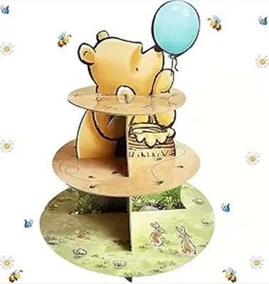 Suporte para cupcake Winnie The Pooh em camadas 3 camadas comporta 24 cupcakes - Imagem 1 de 4