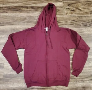 NWOT Hanes Ecosmart Small Burgundy Full Zip Fleece Jacket Hoodie Mens Sweatshirt - Picture 1 of 6