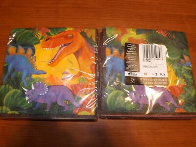 DINOSAURS Prehistoric Party LUNCH NAPKINS (16) Birthday Supplies 2 PACKS - (32) - Image 1 of 2