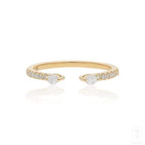 14K Gold  Round And Marquise VS/F-G Diamond Open Cuff Ring -Valentine's Day - Bild 1 von 7