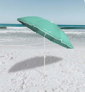 6ft Beach Umbrella UV Protection Adjustable Tilt Vented Canopy Lightweight Patio - Picture 1 of 4