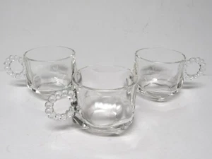 Hazel Atlas Boopie Snack Cups Candlewick Beaded Square Bottom Vintage Lot of 3 - Picture 1 of 5