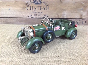 23cm Rustic Vintage Green Bentley Blower style Convertible metal/Tin sports car - Picture 1 of 9