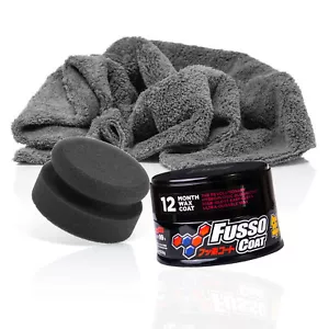 Soft99 Nuovo Fusso Coat 12 Mesi Cera Scura + Spugna Lucidante + Panno 550 GSM Grigio - Foto 1 di 4