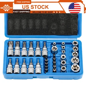 NEW 34pcs Torx Star Sockets & Bit Set Male Female E-torx Security Bits 3/8 Dzloo - Picture 1 of 17