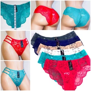 3/6 Pack Women Sexy Lace Underwear Panties Brief Bikini Knickers Thong Love 3519 - Picture 1 of 9