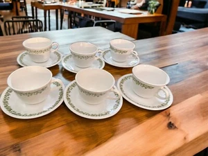 Corelle Spring Blossom Closed Handle Coffee Cup Saucer Set of 6 Crazy Daisy - Picture 1 of 3
