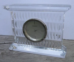 Vtg Marquis By Waterford Crystal Shelf Desk Clock 6"-1/2" X5"X2" - Picture 1 of 9