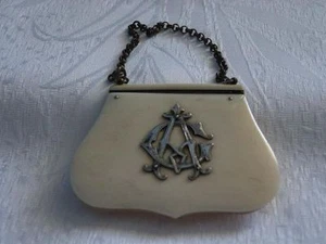 ABENDTASCHE -TANZKARTE - NOTIZETUI - HANDTASCHE AUS SILBER UM 1820 - Picture 1 of 6