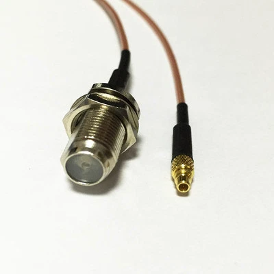 MMCX Male Plug Straight to F Female Jack Pigtail Cable Adapter RG178 15cm 6inch - Image 1 of 4