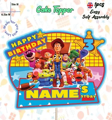 Woody Buzz Toy Story Cake Topper Gloss Finish Personalised Name and Age New - Image 1 of 2