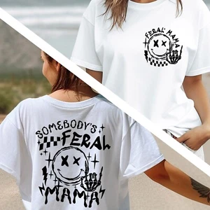 Feral Mama Shirt, Geschenk für Mama, Muttertag T-Shirt, Smile Design, Skelett Design - Bild 1 von 10