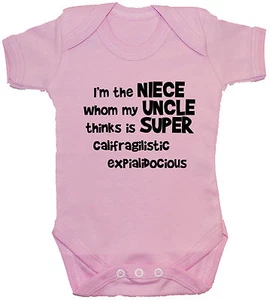 Nichte Onkel... Baby Grow/Body/Strampler/T-Shirt/Weste NB-24 Monate Geschenk Mädchen lustig - Bild 1 von 6