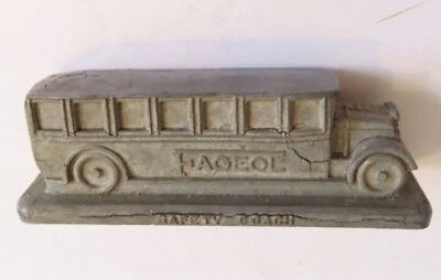 Vintage 1920's Fageol Safety Crash Coach Bus Cast Metal Advertising Paperweight - Image 1 of 4