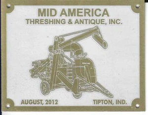 2012 Mid America Threshing & Antique, Inc. Brass Plate, August, 2012, Tipton, IN - Bild 1 von 2