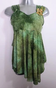 Mujer Adulto Mediano Verde Baile Leo Vestido Brillo Cuentas Flores CORTINA LLAMAR NUEVO SIN ETIQUETAS - Imagen 1 de 14