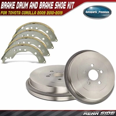 Rear Brake Drums + Ceramic Brake Shoes for Toyota Corolla 2009 2010 2011-2019 - Image 1 of 4