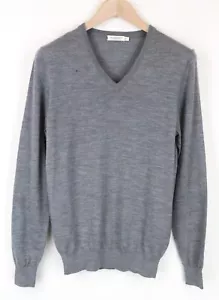 SUITSUPPLY Maglione Uomo S Pura Lana Merion Scollo a V Grigio Maglione Maglia Slim Melange - Foto 1 di 8
