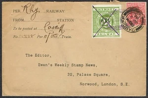 1906 Rhymney Railway Stamp from Brithdir Station Posted Cardiff to Ewen's News - Picture 1 of 1