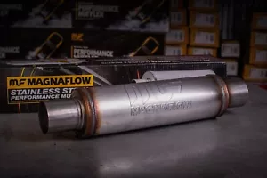 MagnaFlow Performance Exhaust Muffler SS 2.5" C/C - 4" Round 14" Body 10416 - Picture 1 of 9