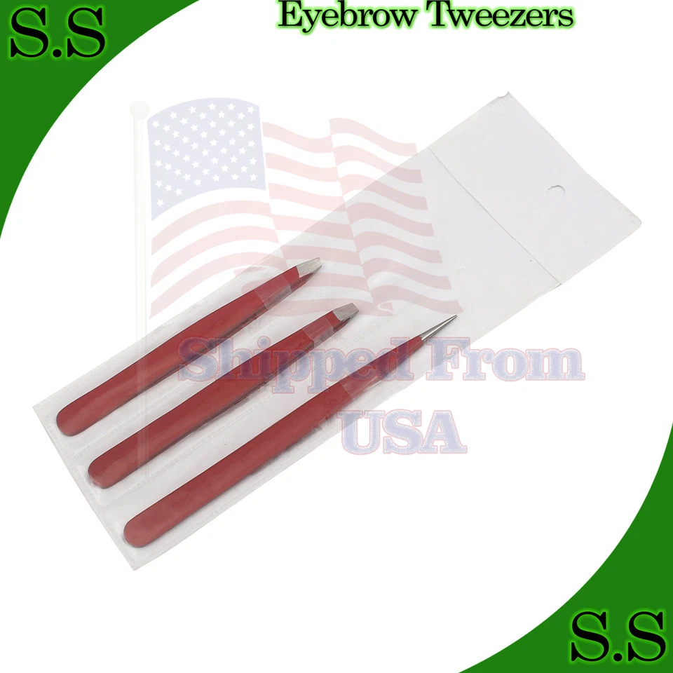 ALEMANAS Pinzas para cejas Pinzas para cabello Inclinadas Rectas Puntiagudas Juego de 3 Foto 1 de 1